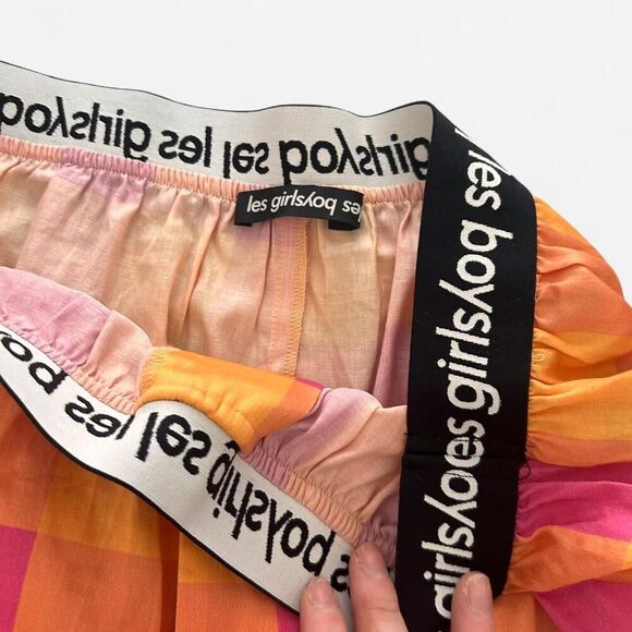 Les Girls Les Boys Pink Citrus Gingham Boxer Shorts NWT M Loungewear Streetcore - Picture 4 of 6